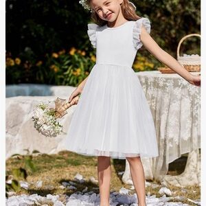🩵NWT Amazon White Sleeveless Ruffled Dress